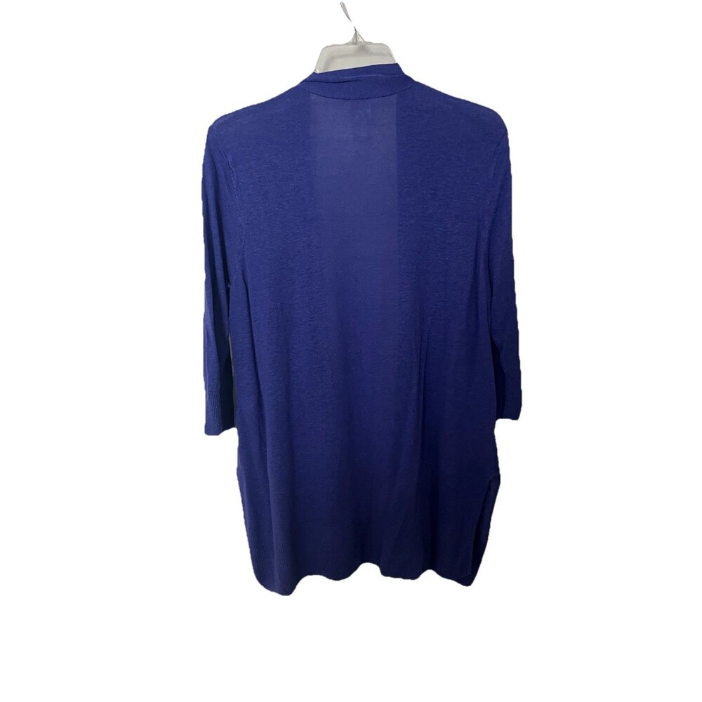 Chico’s Size Large (2) Linen Cardigan Open Front Blue Layering Lightweight - Picture 3 of 7